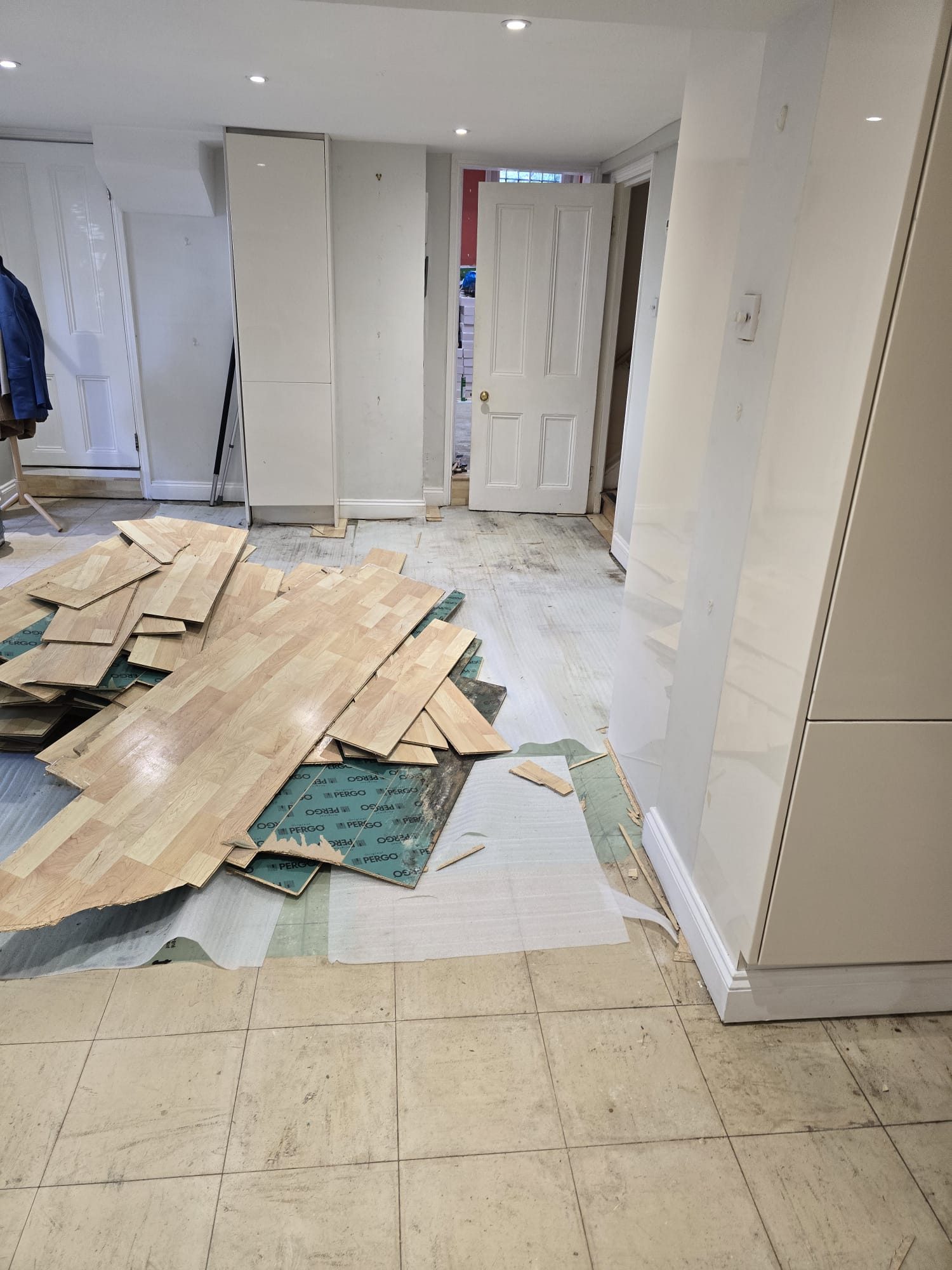 Old flooring being removed