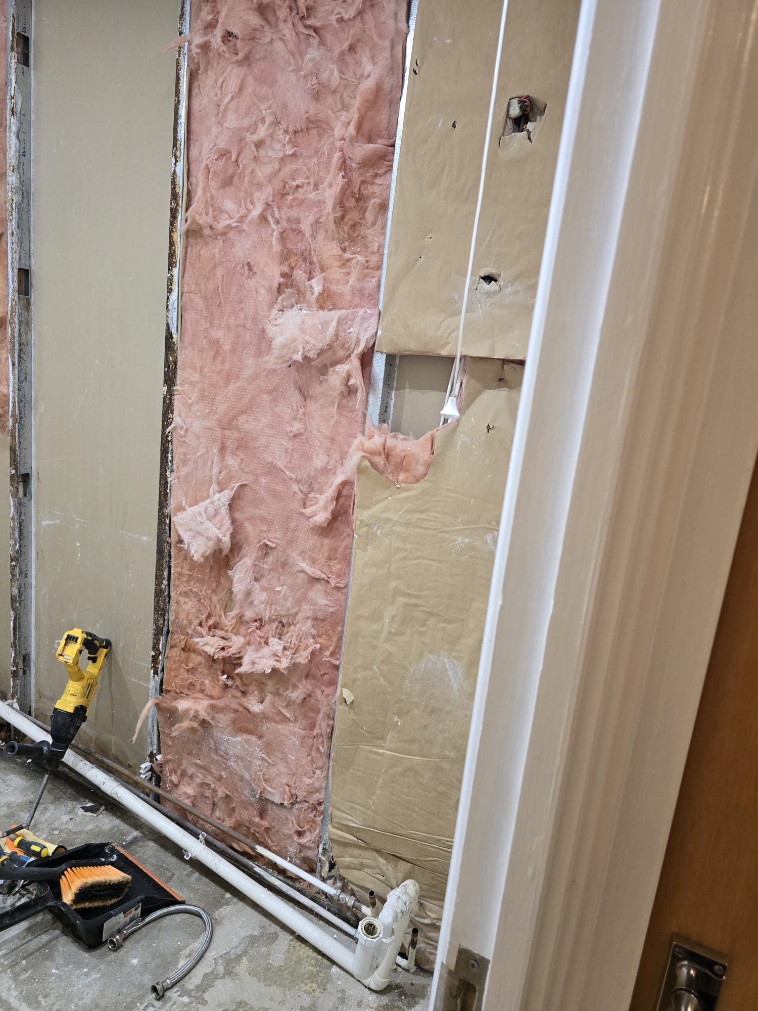 Bathroom wall opened during refurbishment