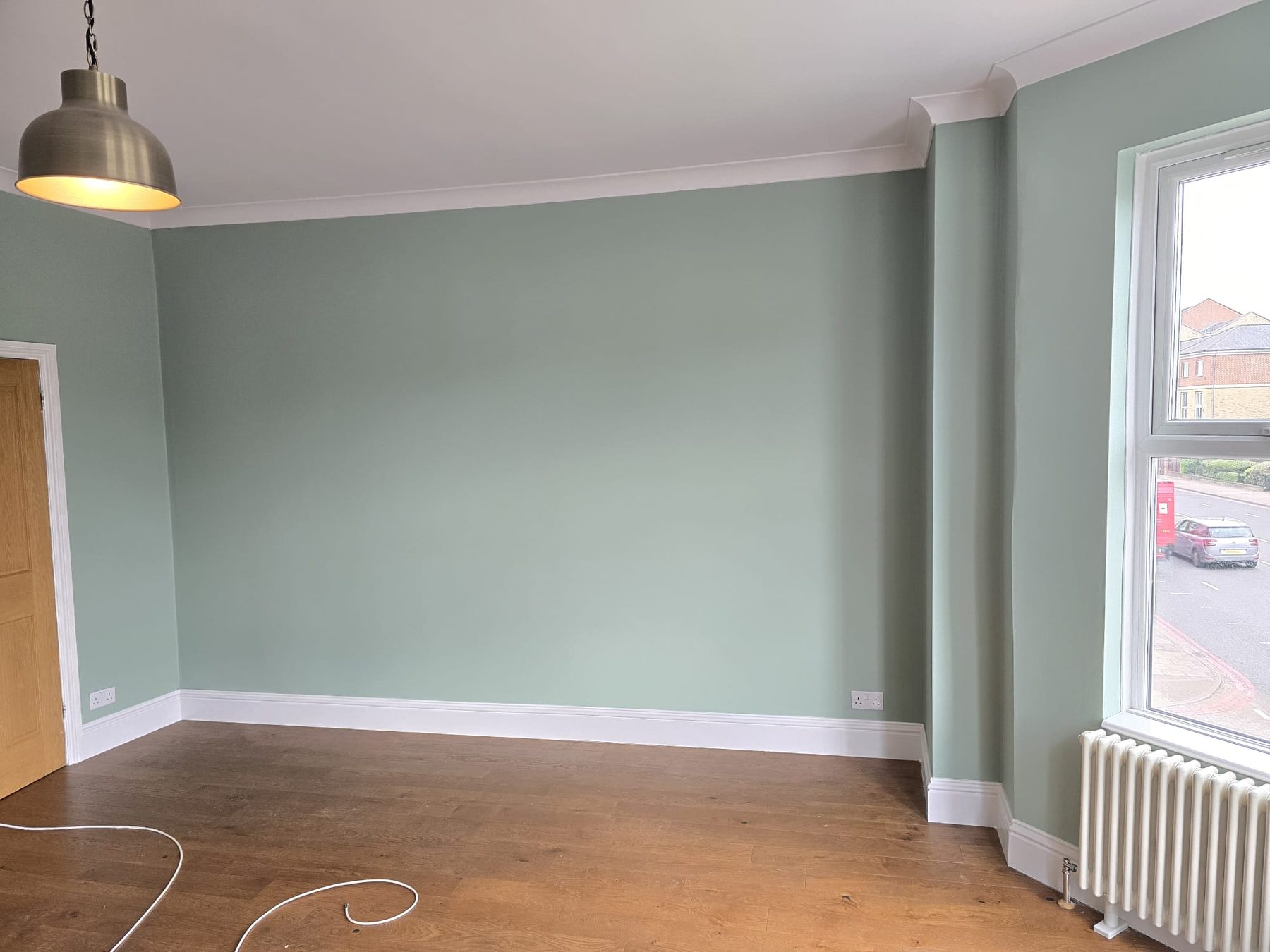 Finished living room wall