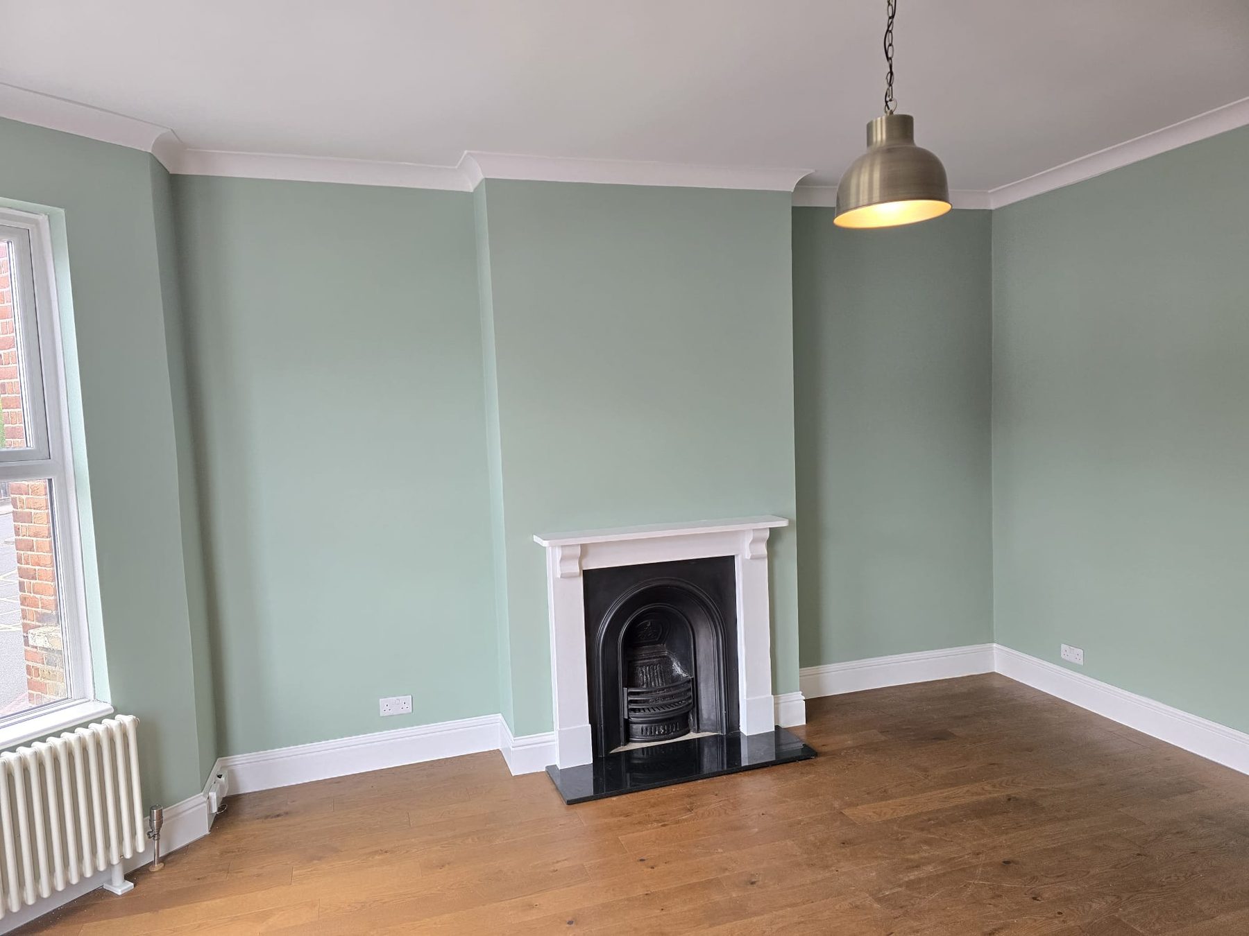 Finished living room fireplace